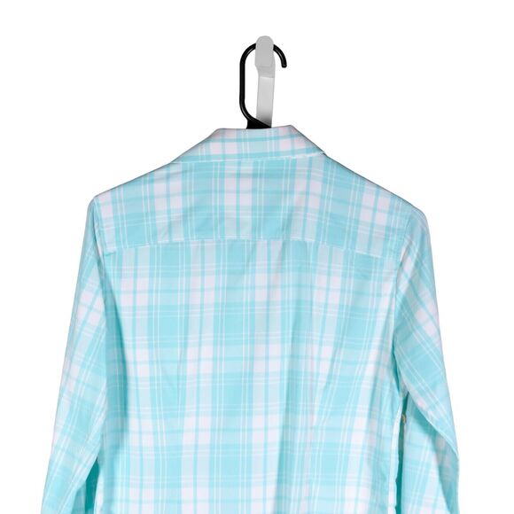Peter Millar Men's Dress Shirt Button Up Blue White Check Plaid Long Sleeve S - Picture 5 of 7